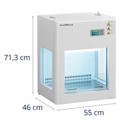 Laminar Flow -puhdistuskaappi, ilmavirta 0,2–0,6 m/s, UV-lamppu 8 W