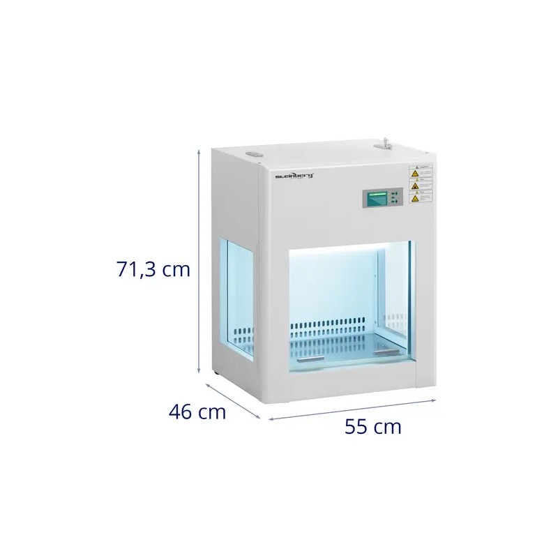 Laminar Flow -puhdistuskaappi, ilmavirta 0,2–0,6 m/s, UV-lamppu 8 W