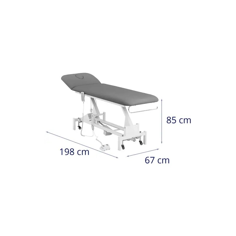 Sähköinen hierontapöytä 207 x 68 cm, korkeussäätö 53-92 cm, 200 kg, valkoinen/harmaa