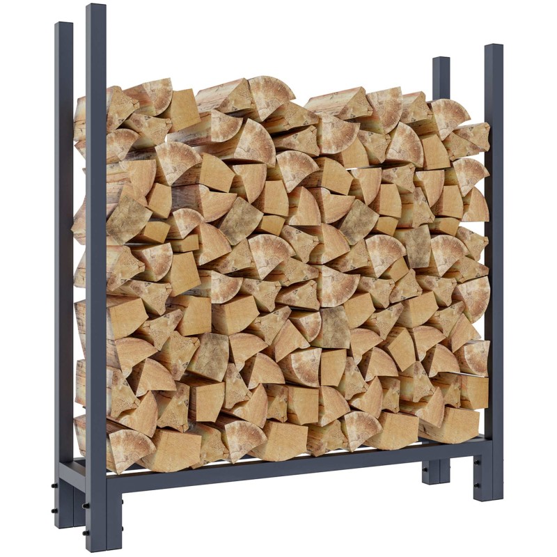 Teräksinen takkapuuteline suojapeitteellä - kestävä ja tilaa säästävä