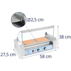 Royal Catering RCHG-5E Hot Dog -grilli, 5 rullaa, ruostumaton teräs 8,80 kg