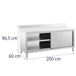Royal Catering ECO ruostumattomasta teräksestä valmistettu työpöytäkaappi 200 x 60 cm