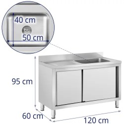 Royal Catering RC-IKS07 tiskiallaskaappi ruostumaton teräs 120 x 60 cm