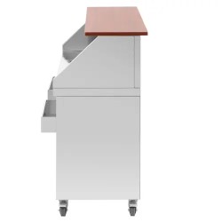 Royal Catering Mobile Cocktail-Station 150 cm puukuvioinen tiski jääsäiliöllä ja altaalla