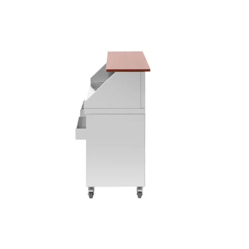 Royal Catering Mobile Cocktail-Station 150 cm puukuvioinen tiski jääsäiliöllä ja altaalla