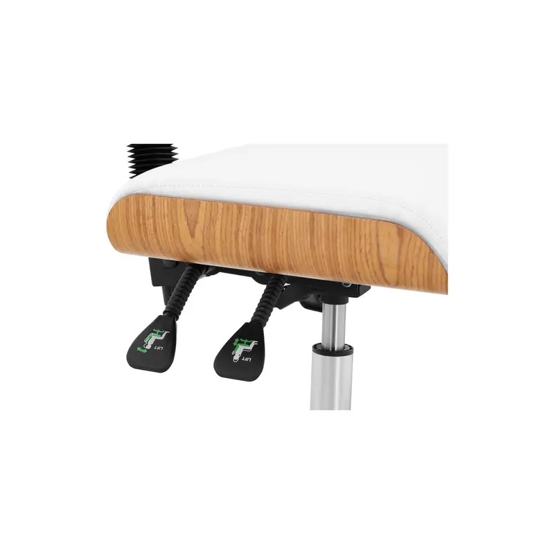 Physa Davos White työjakkara selkänojalla 53-73 cm 150 kg puuoptiikka ja valkoinen