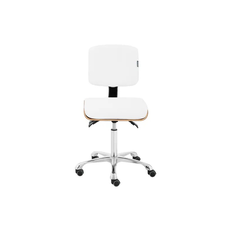 Physa Davos White työjakkara selkänojalla 53-73 cm 150 kg puuoptiikka ja valkoinen