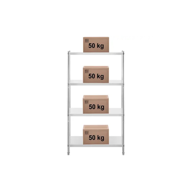 Royal Catering RCER-10060 ruostumaton teräshylly 100 x 60 x 180 cm, 200 kg