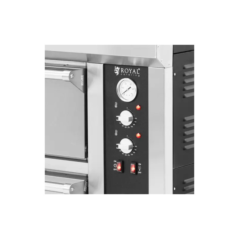 Royal Catering sähköinen pizzauuni 2 kammiota 13 200 W 400 V 6+6 x 33 cm