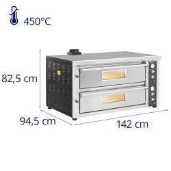 Royal Catering sähköinen pizzauuni 2 kammiota 13 200 W 400 V 6+6 x 33 cm