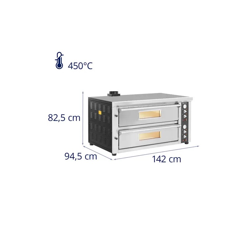 Royal Catering sähköinen pizzauuni 2 kammiota 13 200 W 400 V 6+6 x 33 cm