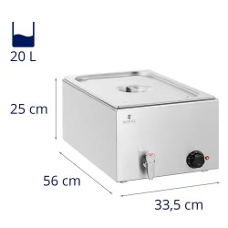Royal Catering Bain Marie ruoanlämmitin 600 W GN 1/1 poistoventtiilillä
