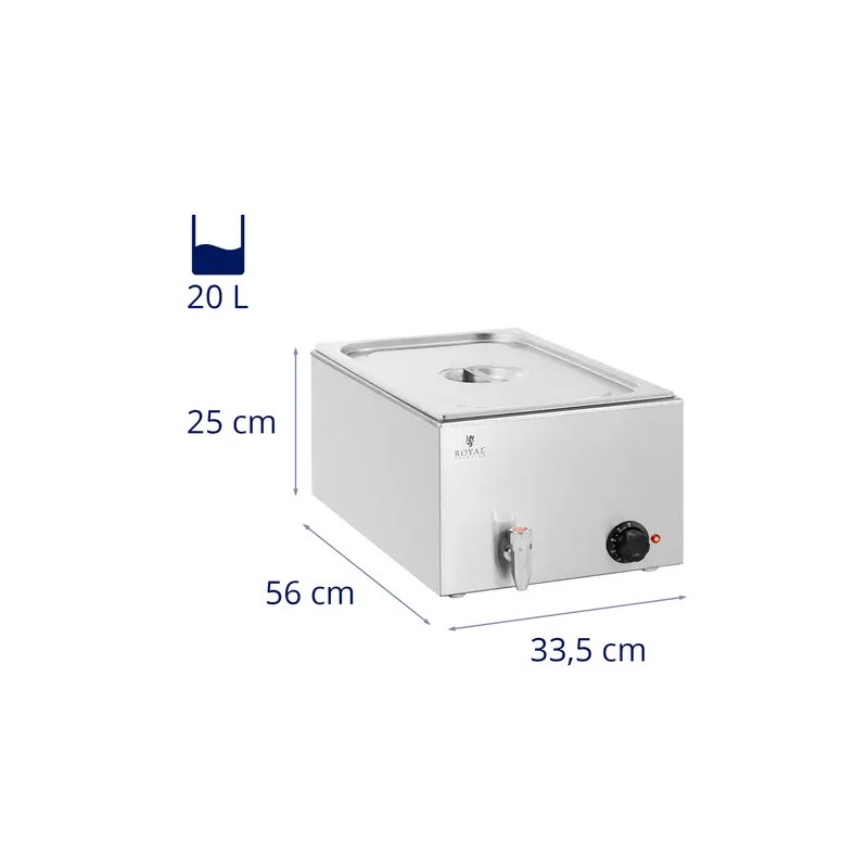 Royal Catering Bain Marie ruoanlämmitin 600 W GN 1/1 poistoventtiilillä