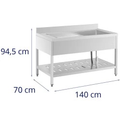 Royal Catering RCSSS-140X70-S tiskipöytä ruostumaton teräs 140 x 70 cm