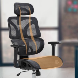 Ergonominen toimistotuoli säädettävällä niskatuella ja verkkoselkänojalla