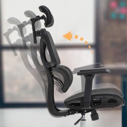 Ergonominen toimistotuoli säädettävällä niskatuella ja verkkoselkänojalla