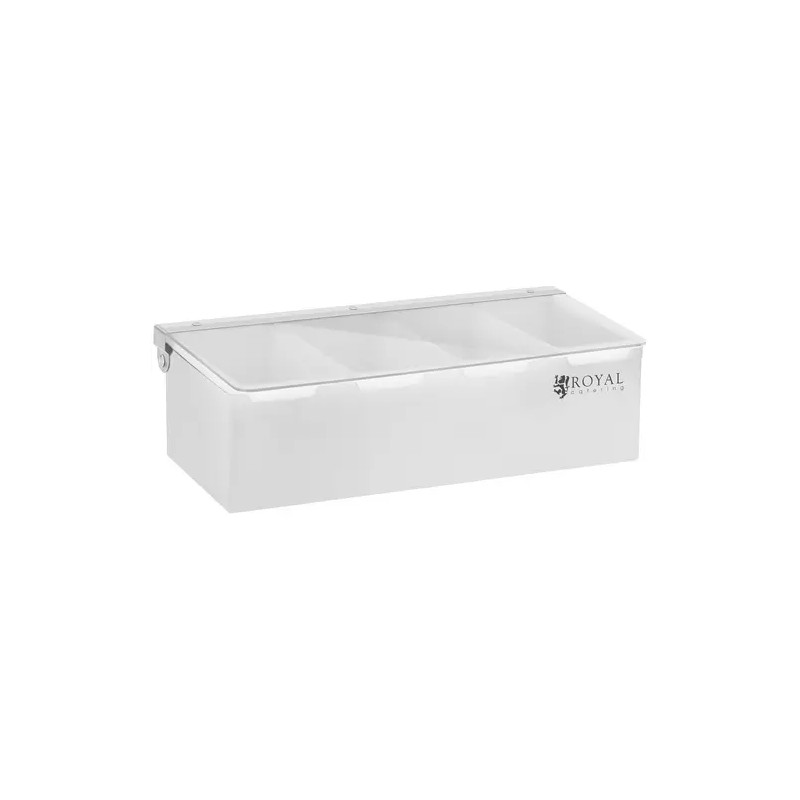 Royal Catering RCCBP 4 ainesosäsäiliö, ruostumaton teräs ja PP, 4 x 450 ml
