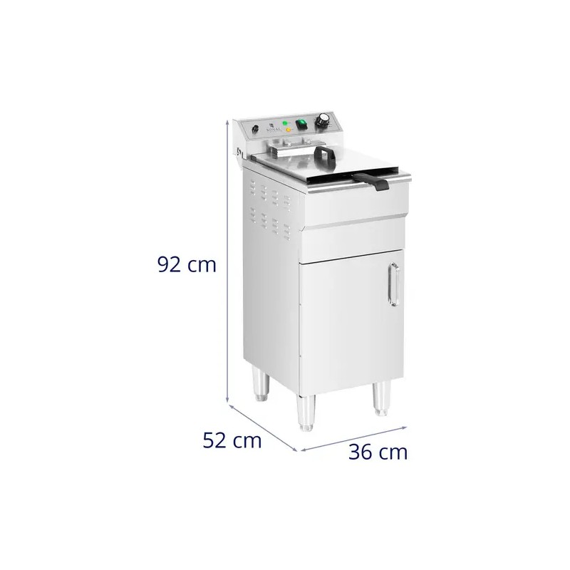 Royal Catering RCPKF 13DSH sähkökäyttöinen friteerausallas 16 l 5000 W 400 V alakaapilla