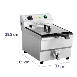 Royal Catering Elektro-friteeraaja 16 l 6000 W 400 V poistoventtiilillä