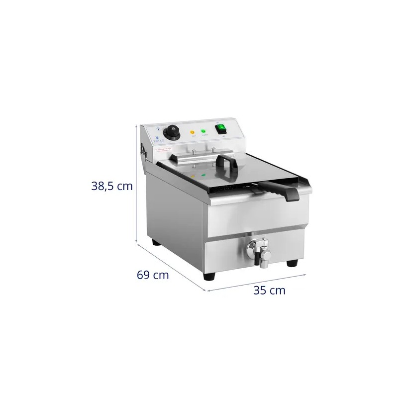 Royal Catering Elektro-friteeraaja 16 l 6000 W 400 V poistoventtiilillä