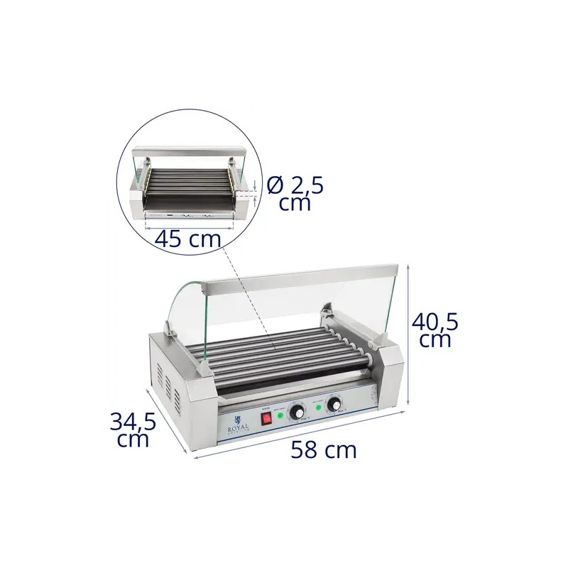 Royal Catering RCHG-7T Hot Dog -grilli 1400 W 12 nakille
