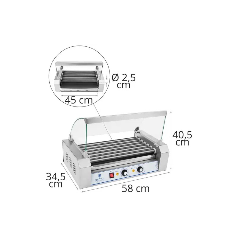 Royal Catering RCHG-7T Hot Dog -grilli 1400 W 12 nakille
