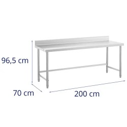 Royal Catering ECO ruostumaton terästyöpöytä 200 x 70 cm 300 kg