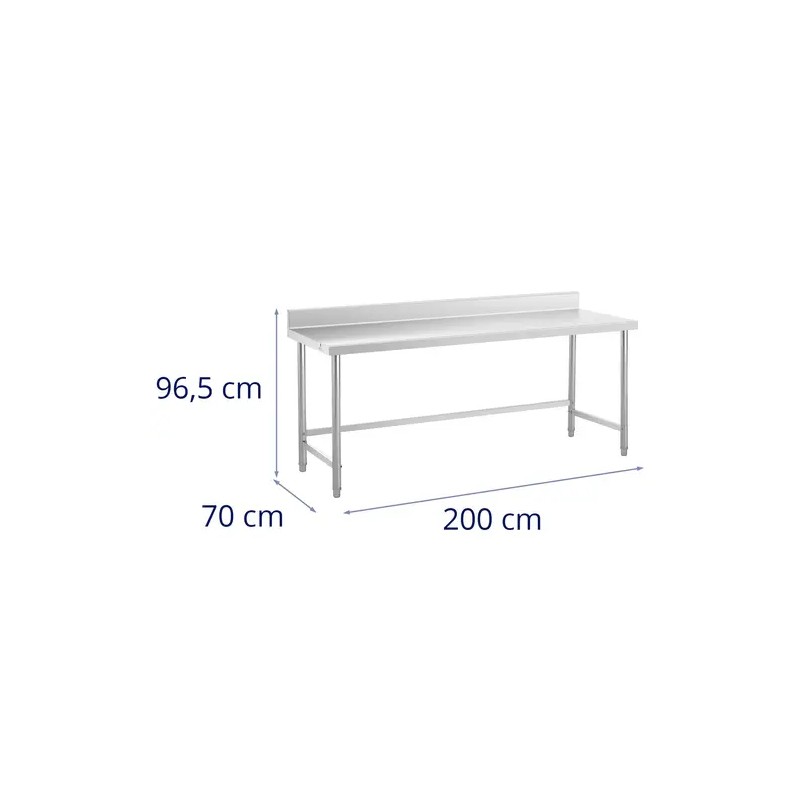 Royal Catering ECO ruostumaton terästyöpöytä 200 x 70 cm 300 kg