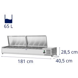 Royal Catering RCKV-180/39-S8 kylmävitriini 180 x 39 cm, 8 GN 1/3 astiaa