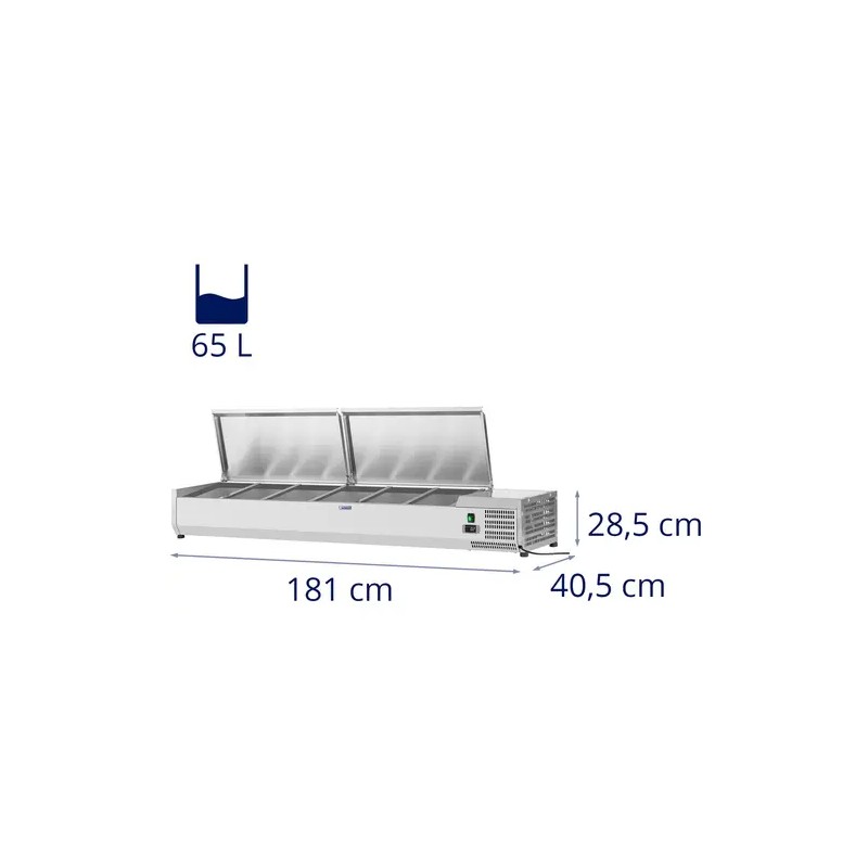 Royal Catering RCKV-180/39-S8 kylmävitriini 180 x 39 cm, 8 GN 1/3 astiaa