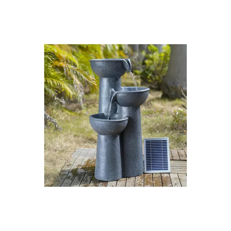 Aurinkovoimalla toimiva puutarhasuihkulähde 3 allasta LED-valaistuksella