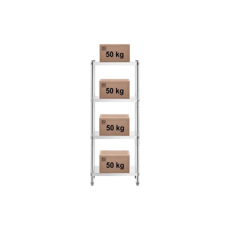 Royal Catering RCER-7040 ruostumattomasta teräksestä valmistettu hyllystö 70 x 40 x 180 cm