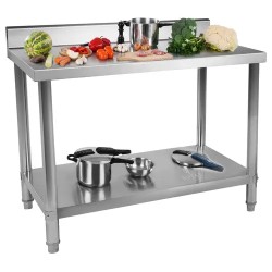 Royal Catering ruostumattomasta teräksestä valmistettu työpöytä 120 x 70 cm 250 kg kantavuus