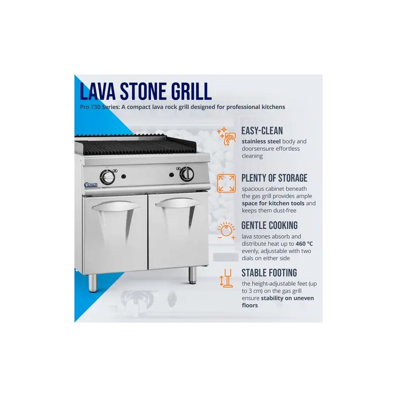Royal Catering Pro 730 Series Lavasteingrilli 2 x 8 kW 50–460 °C 80 x 73 cm