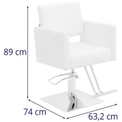 Ribbleton kampaajatuoli jalkatukella, istuinkorkeus 45-55 cm, valkoinen