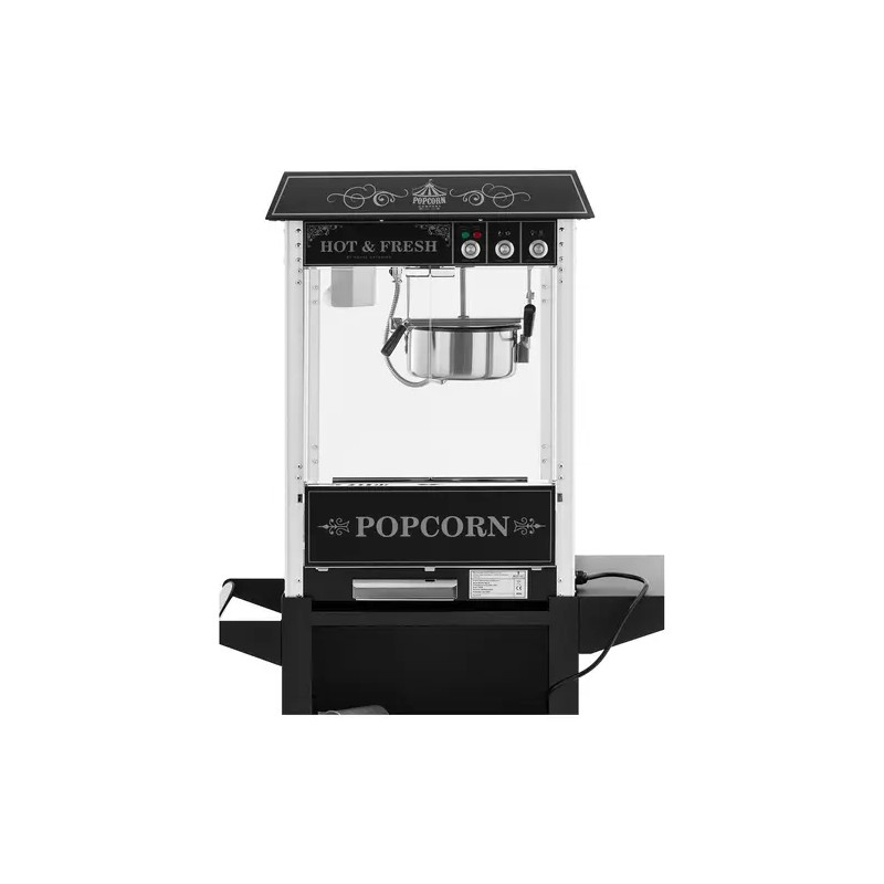 Royal Catering Popcorn-kone vaunulla, 1500 W, 5 kg/h, musta