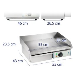 Royal Catering RCEG-55 sähkögrilli 55 cm sileä hiiliteräslevy 3000 W