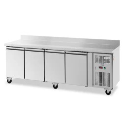 Royal Catering kylmäpöytä pyörillä 550 l 4 lokeroa 223 x 70 cm ruostumaton teräs