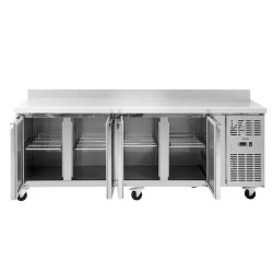 Royal Catering kylmäpöytä pyörillä 550 l 4 lokeroa 223 x 70 cm ruostumaton teräs