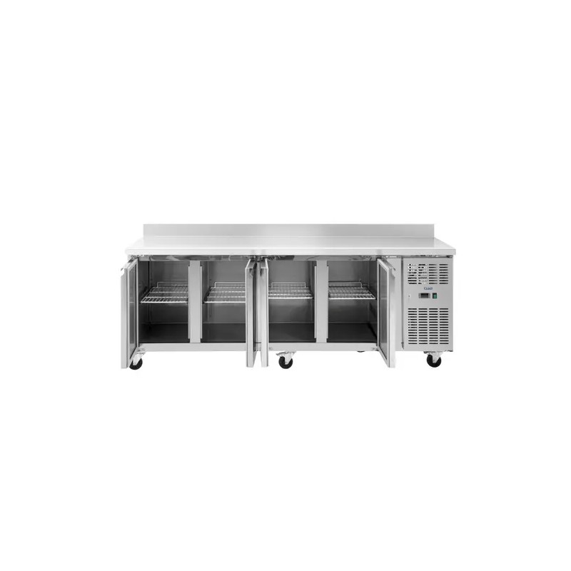 Royal Catering kylmäpöytä pyörillä 550 l 4 lokeroa 223 x 70 cm ruostumaton teräs