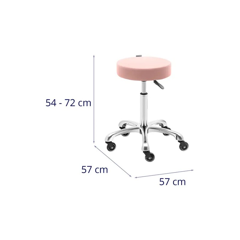 Rollhocker-työtuoli 530–710 mm 150 kg vaaleanpunainen