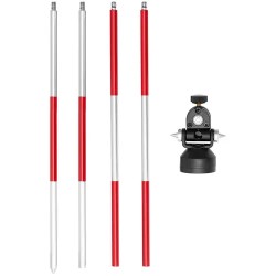 Miniprisma ja 1,26 m tanko, Ø 3,5 cm, hopeinen
