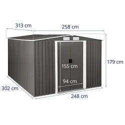 Uniprodo metallinen pihavarasto 313 x 179 x 258 cm