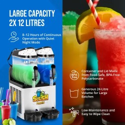 Royal Catering Slush-kone 2 x 12 l LED-valaistuksella