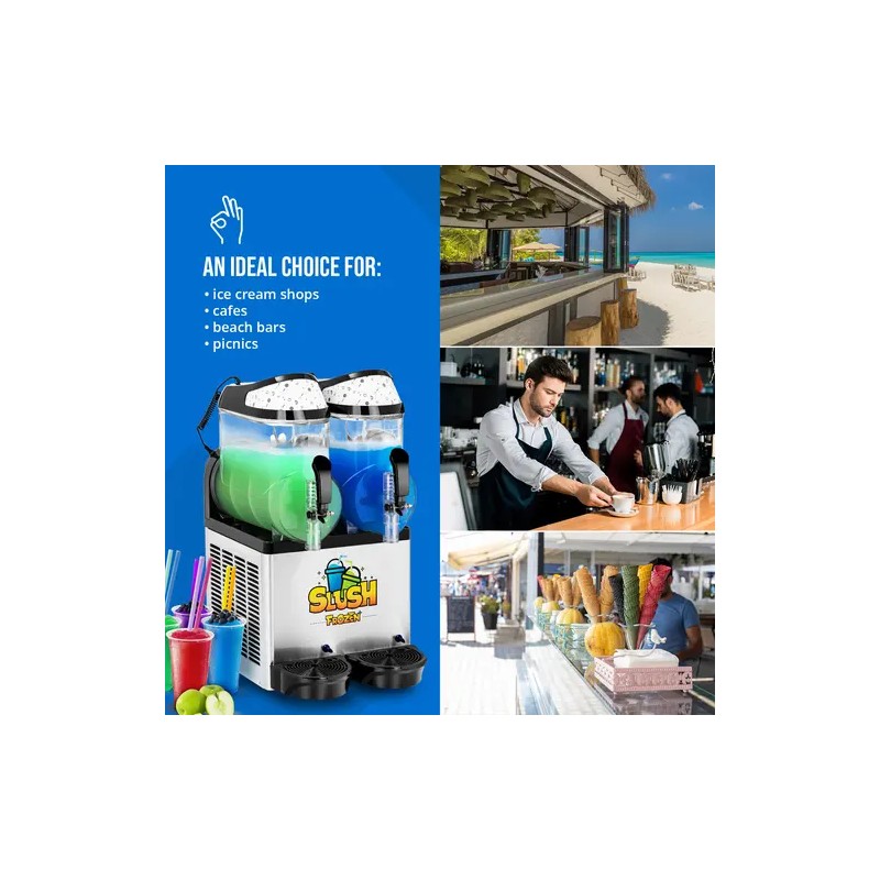 Royal Catering Slush-kone 2 x 12 l LED-valaistuksella