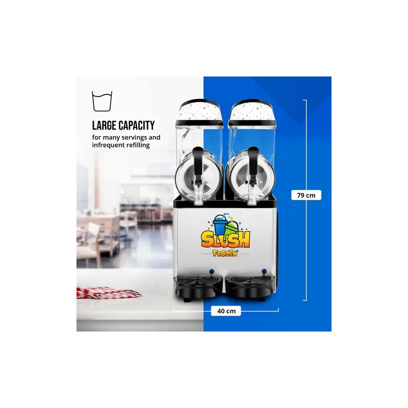 Royal Catering Slush-kone 2 x 12 l LED-valaistuksella