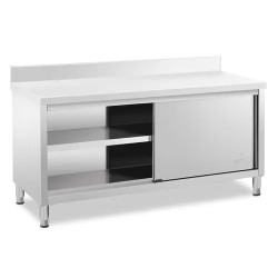 Royal Catering ECO ruostumattoman teräksen työpöytäkaappi 180 x 60 cm 500 kg reunalistalla