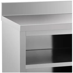 Royal Catering ECO ruostumattoman teräksen työpöytäkaappi 180 x 60 cm, 500 kg, reunalistalla