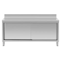 Royal Catering ECO ruostumattoman teräksen työpöytäkaappi 180 x 60 cm, 500 kg, reunalistalla