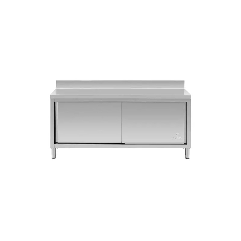 Royal Catering ECO ruostumattoman teräksen työpöytäkaappi 180 x 60 cm, 500 kg, reunalistalla